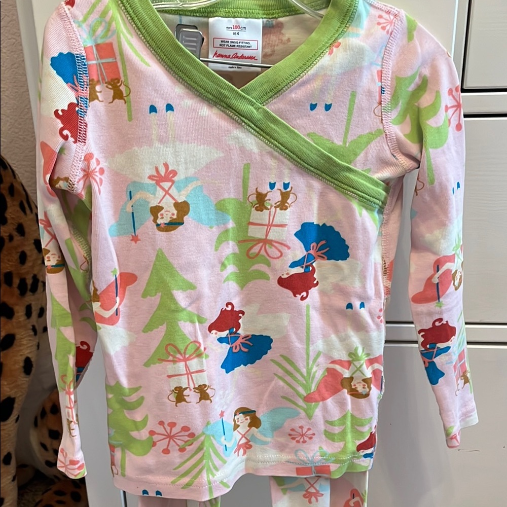 Pink and Green Kids christmas fairy pajamas